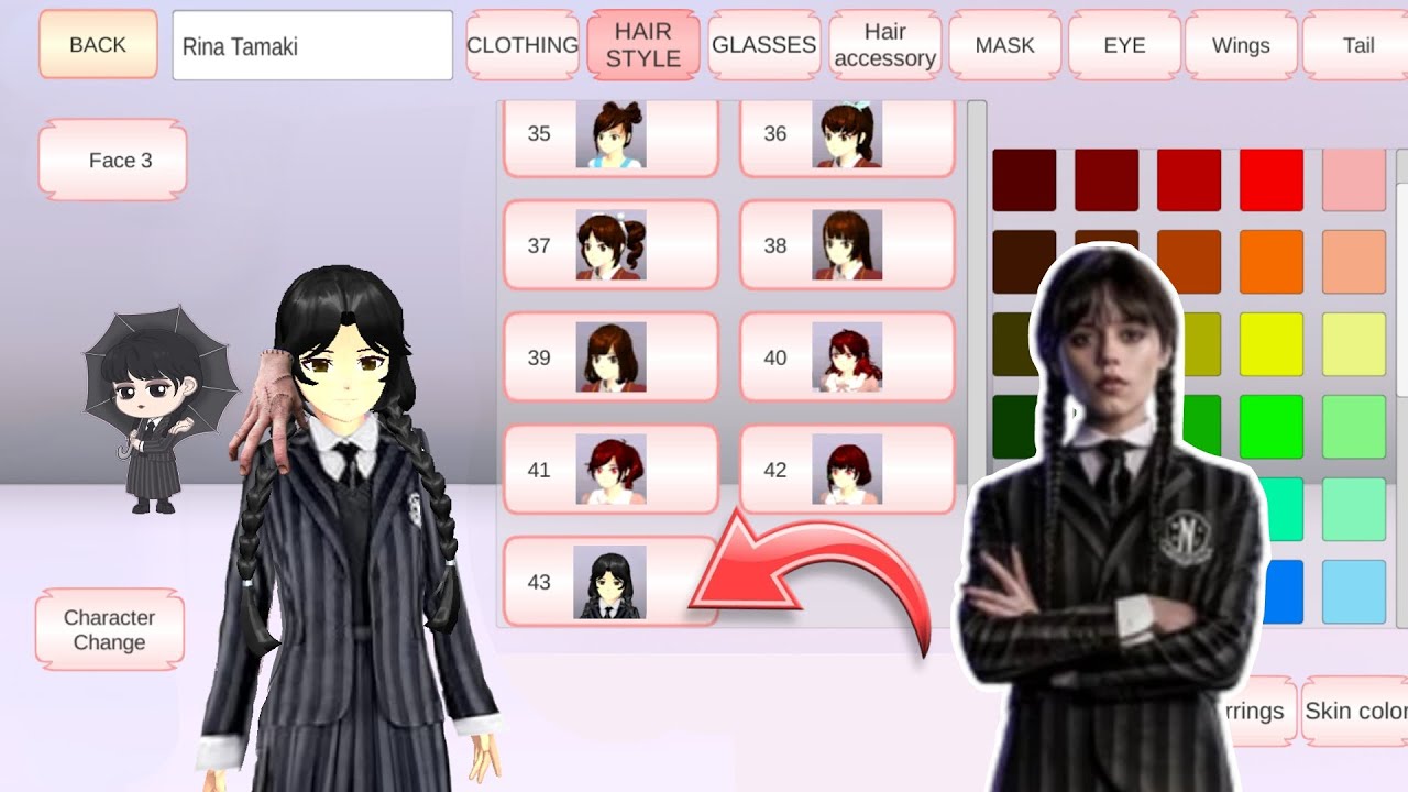How to play as Wednesday Addams in Sakura School simulator?! 🖤🕸️ 