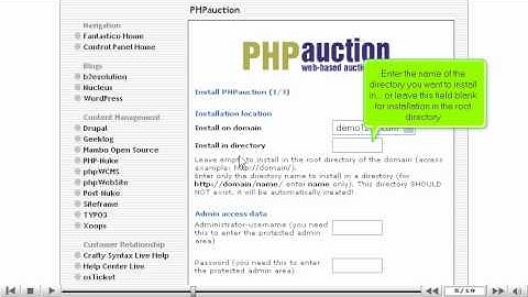 How to install PHPauction from Fantastico - Fantastico Tutorials