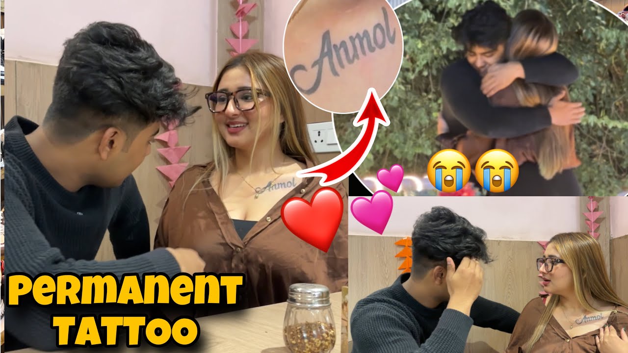 Surprise!! Permanent Tattoo For Anmol ❤️He Cried *Romantic Moment 💕