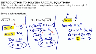 Intro to Solving Radical Equations • [5.3a] Pre-Calculus 11