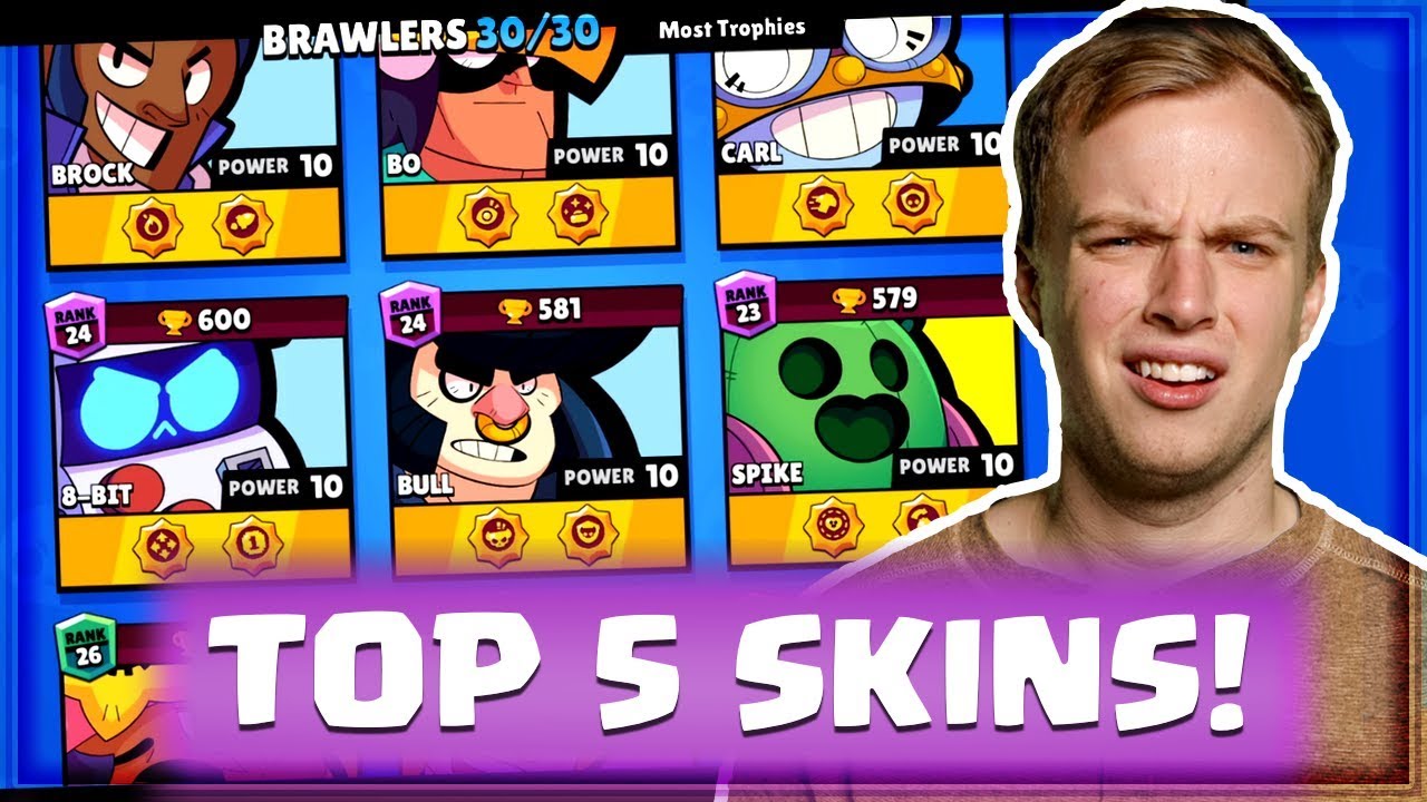 The Top 5 Skins In Brawl Stars Youtube - a gute skin in brawl stars