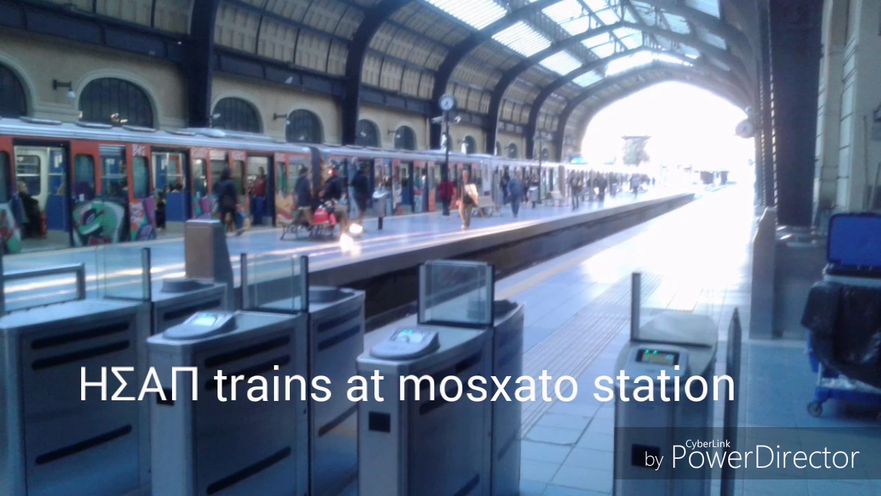 ΗΣΑΠ electric railways Athens metro line 1 trains at mosxato station
