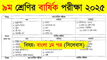 ৯ম শ্রেণির বার্ষিক পরীক্ষা ২০২৫ (বাংলা সিলেবাস) | Class 9 Bangla 1st Paper Syllabus 2025