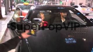 Tyler Hoechlin and Brittany Snow greet fans depart Katsuy...