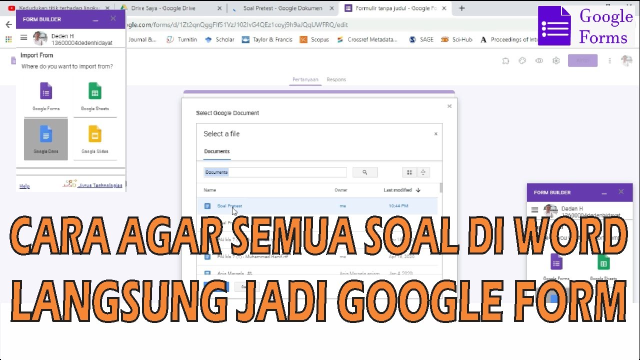 Membuat google form dengan cara langsung memindah semua file di Word