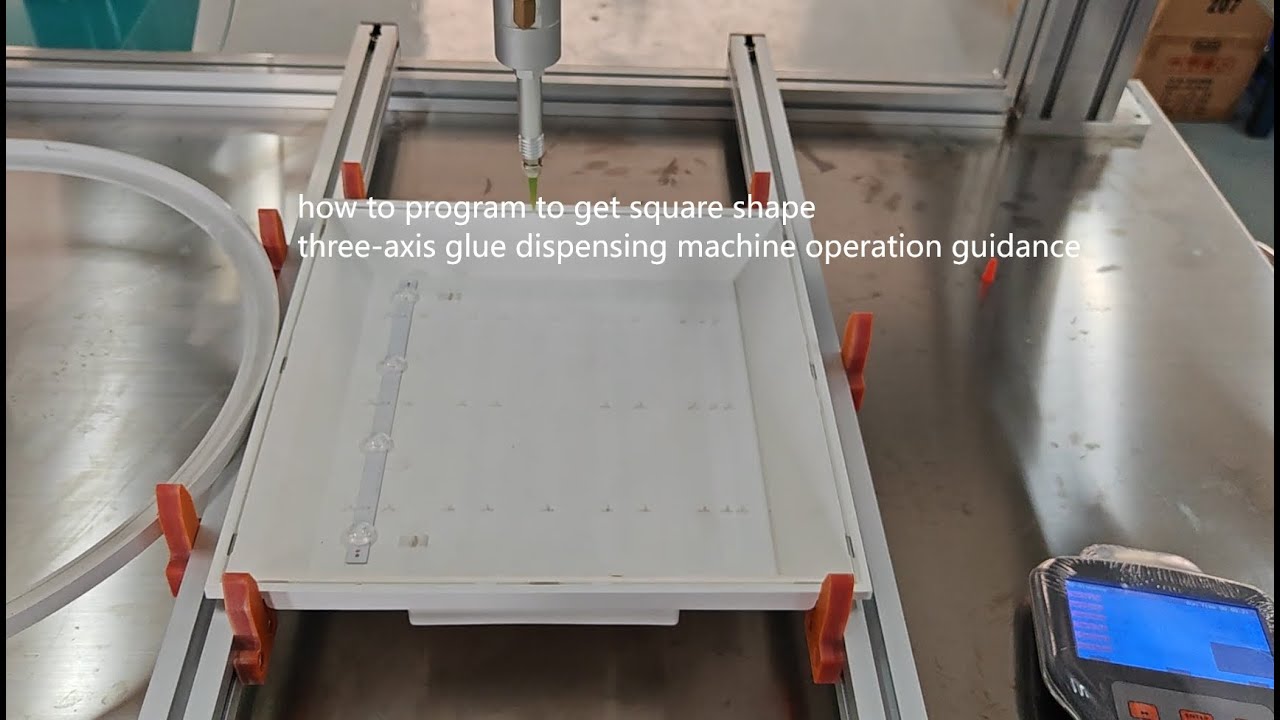 how to program to get rectangular shape/ three-axis glue dispensing machine operation guidance