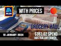 Grocery haul with prices  australia  aldi  coles  15 january 2024