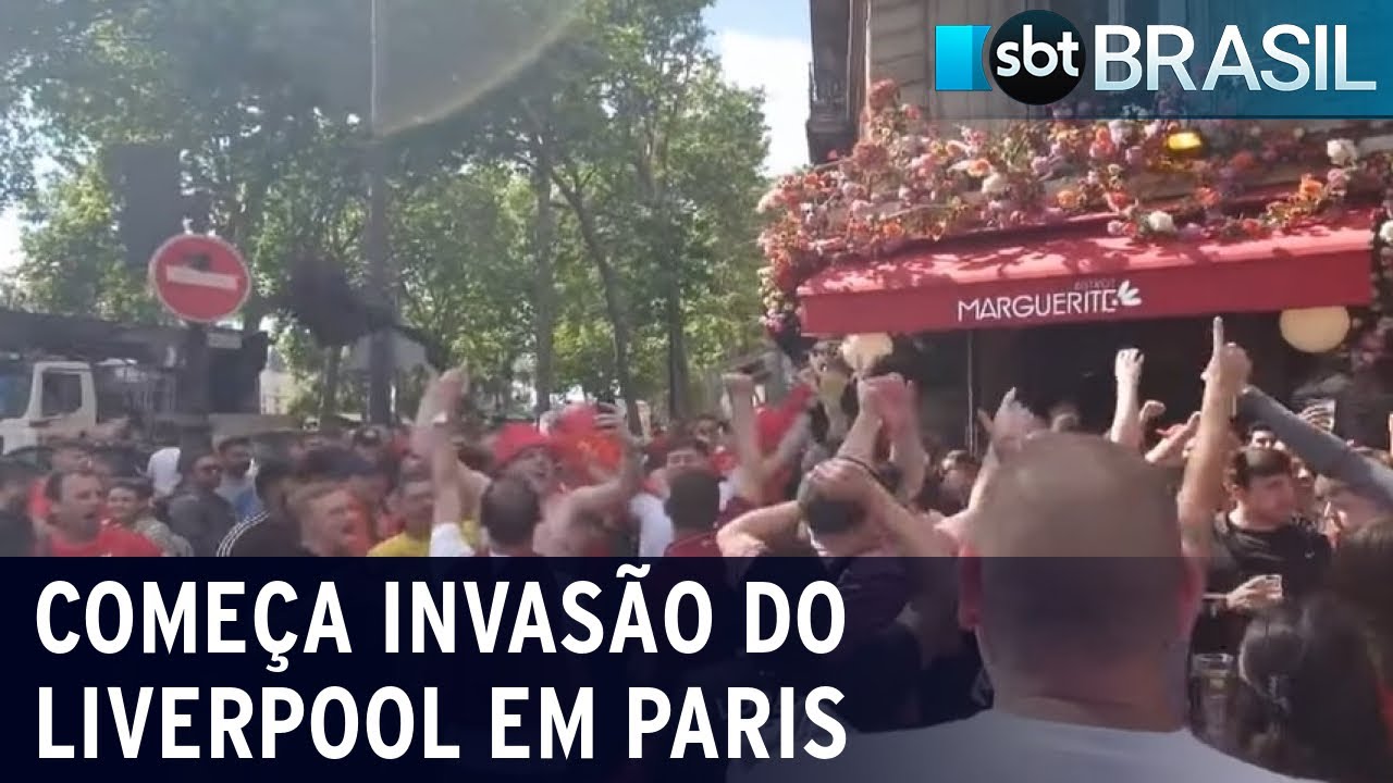Invasão vermelha em Paris: final reúne 45 mil torcedores do Liverpool | SBT Brasil (27/05/22)