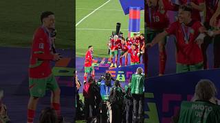 Morocco U20 just lift the worldcup trophy after winning against Argentina U20