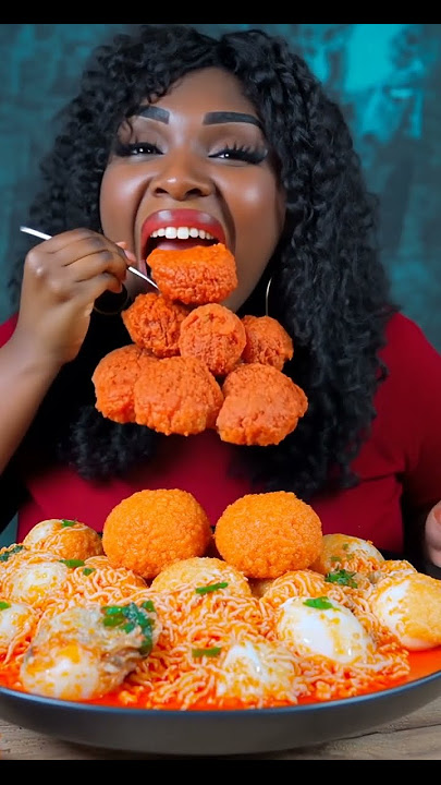 EATING HOT CHEETO BALL with RAMEN NOODLES EGG BOIL