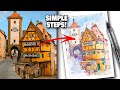 Urban sketching tutorial rothenburg  simple stepbystep for beginners