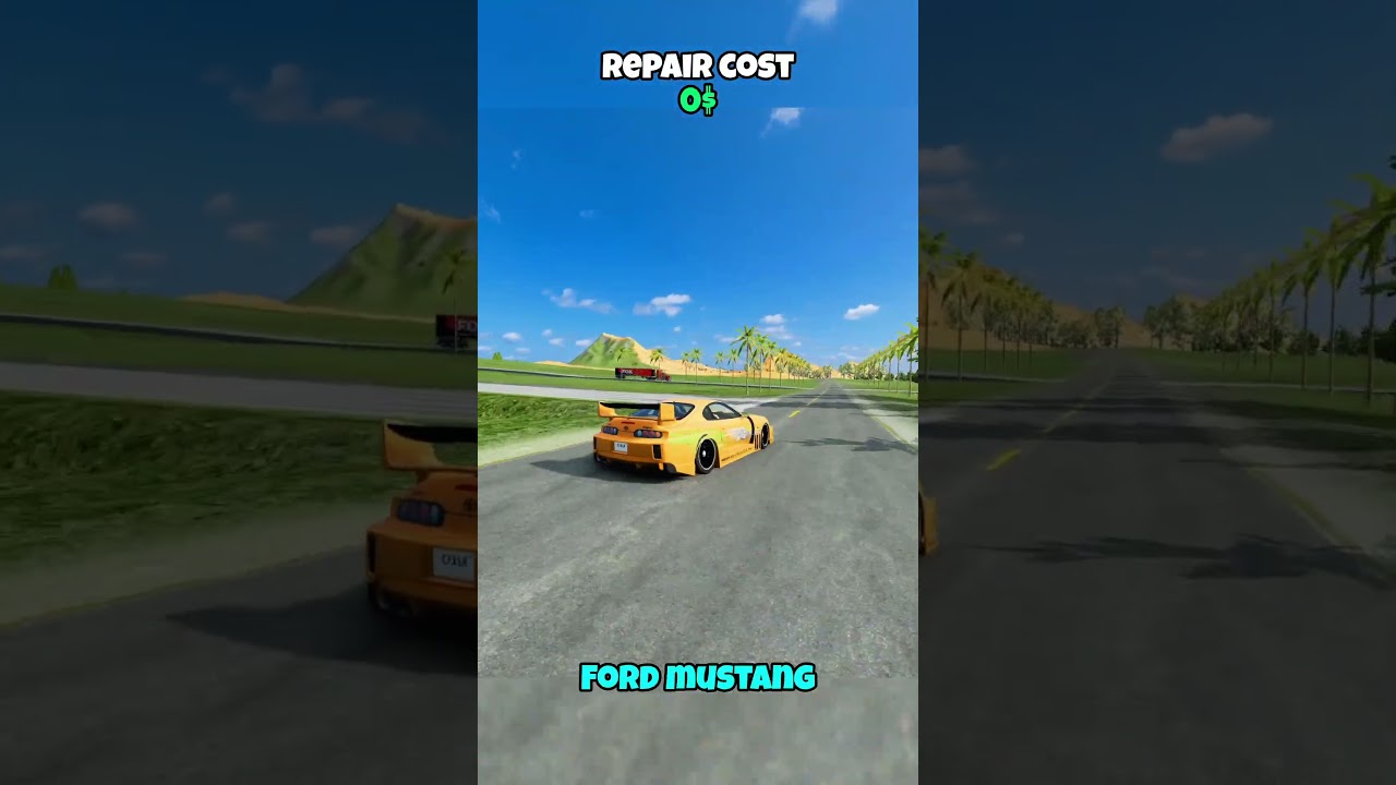 Which car overtakes the truck and what is the repair cost? #beamng #beamngdrive #game #gaming #car