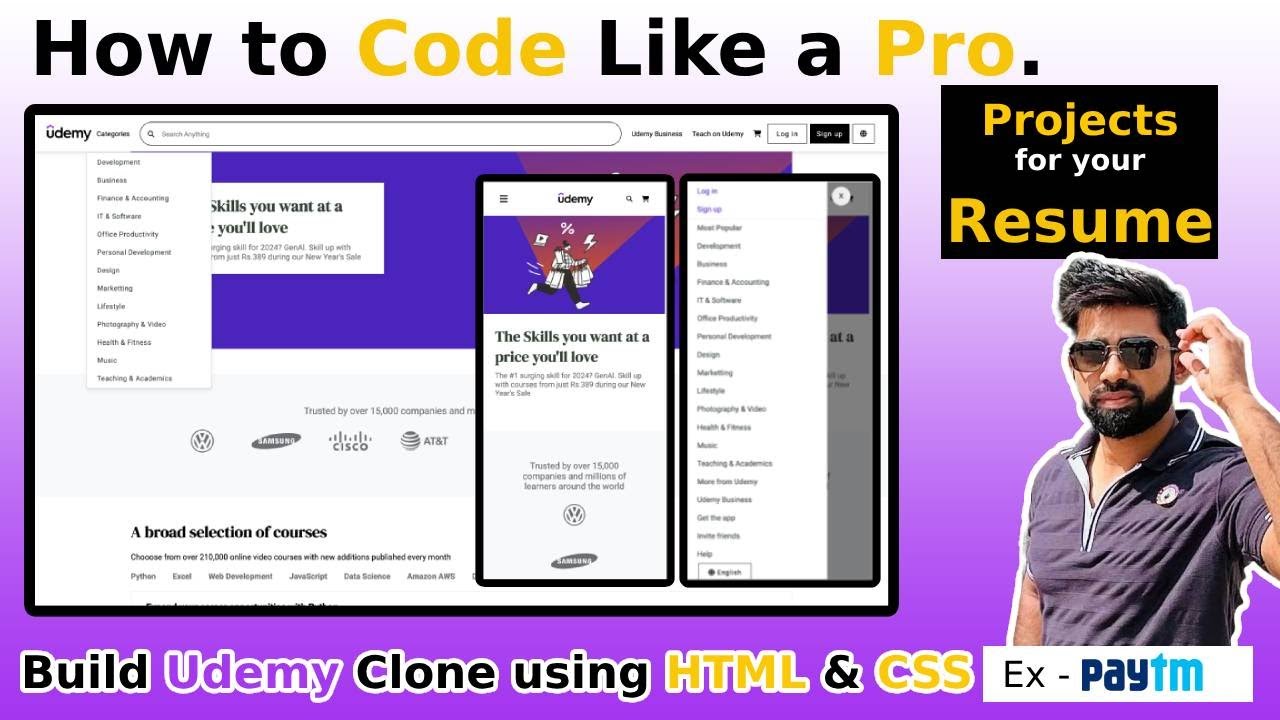 Code Like A Pro 🔥 Build Udemy Clone using HTML & CSS From Scratch 😍 😍 ...