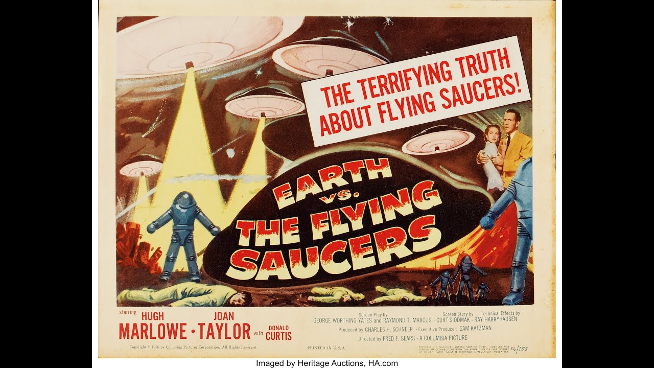 Hugh Marlowe in "Earth vs. the Flying Saucers" (1956) -  special effects by Ray Harryhausen
