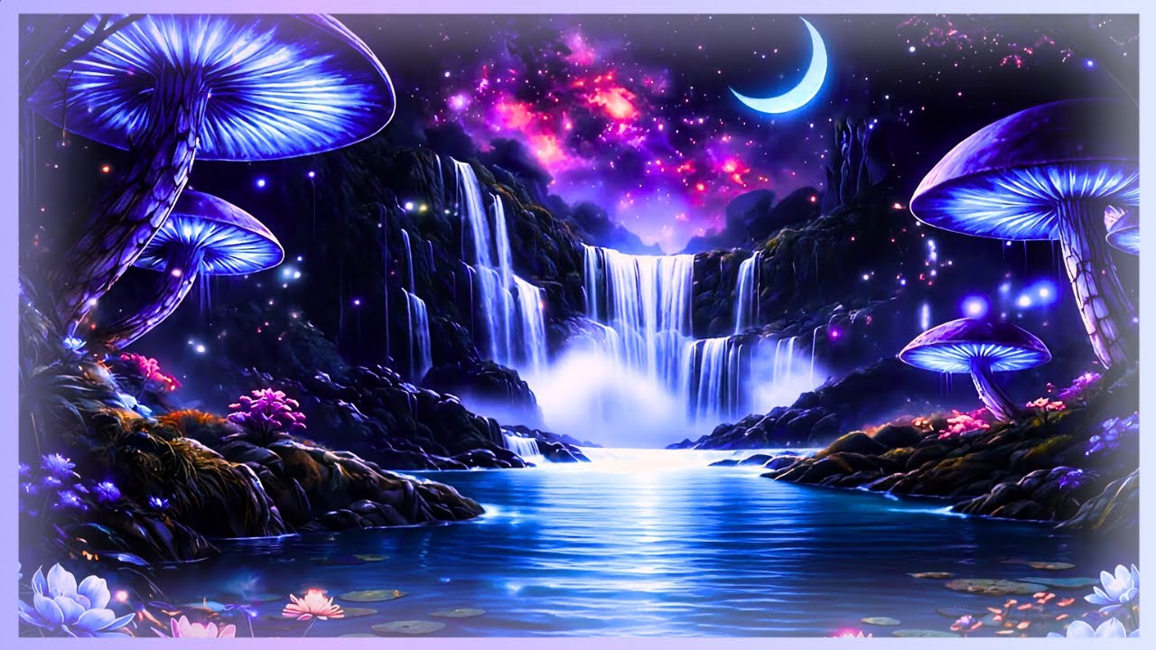 Moonlit Waterfall Pool | Calm Fantasy Background Ambience (3 Hours)