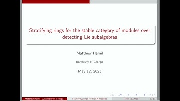 Matthew Hamil: Stratifying rings for the stable category of modules over detecting Lie subalgebras