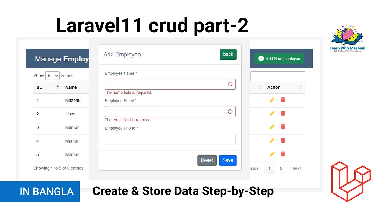 🔥 Laravel 11 CRUD Tutorial (Part-2) | Create & Store Data Step-by-Step ...