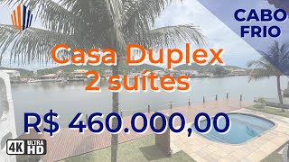 Casa em Condomínio FRENTE CANAL com 2 suítes à venda na Ogiva em Cabo Frio/RJ por R$460.000,00