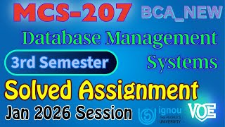 MCS-207: DBMS | Complete SOLVED assignment for JAN 2026 | IGNOU 3rd Sem BCA_NEW