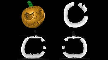 CT scan of a carved pumpkin and 3D rendering