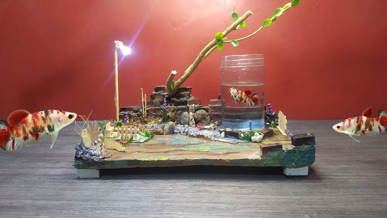 DIY - How to make pond garden from brick puzzle for BETTA FISH (Satisfying) | Bricklaying Art Pond