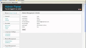 ApPHP MicroCMS Admins Settings Tutorial