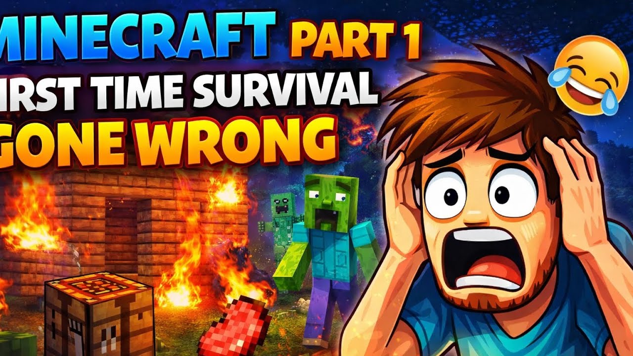 First time survival in Minecraft gone wrong😀😆🤣 - YouTube