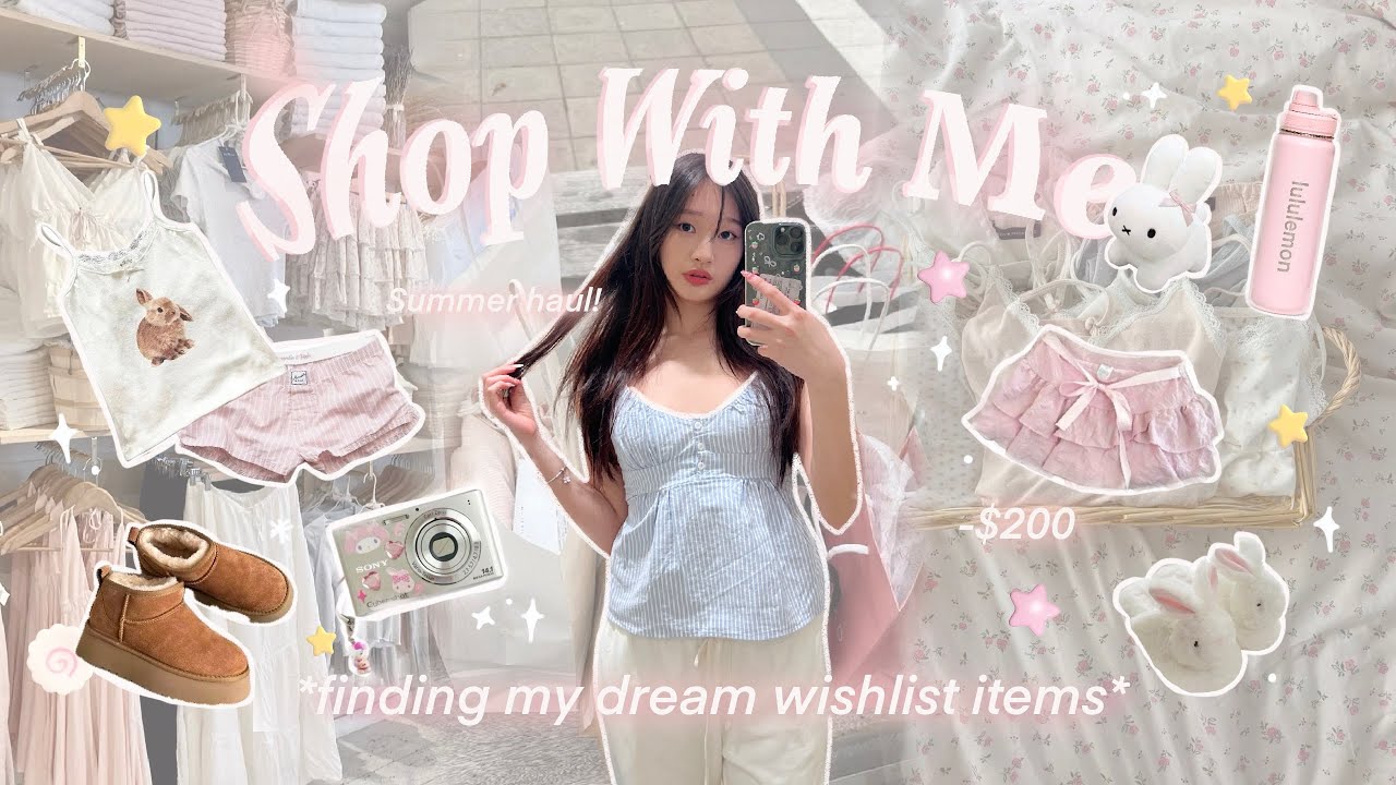 SHOP WITH ME💭🩰| new summer wardrobe, brandy Melville, hollister, kbeauty haul, etc