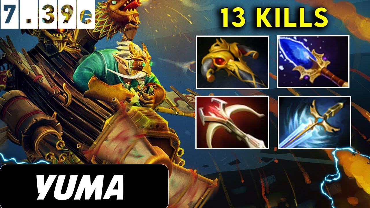 Yuma Gyrocopter Safelane 13 KILLS - Dota 2 Patch 7.39e Pro player Gameplay