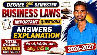🎯BUSINESS LAWS IMPORTANT QUESTIONS ANSWERS EXPLANATION 🔥😈#BCOM DEGREE 2ND SEM #OSMANIA_UNIVERSITY