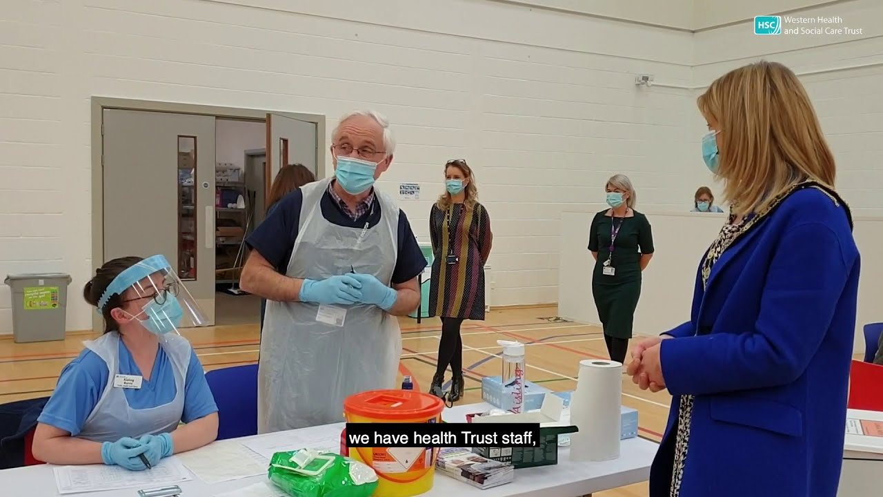 Omagh Vaccination Centre | Cllr Diana Armstrong, Chair of Fermanagh Omagh District Council