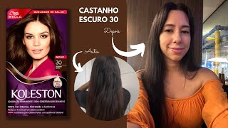 Pintando o cabelo de CASTANHO ESCURO 30 DA KOLESTON