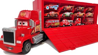 Red miniature car set! Let's look at 12 types of Toys Cars. With big trailer