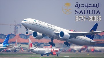Saudia السعودية B777-300 ER Landing Take-off Jakarta