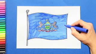 How to draw Pennslyvania State Flag / Emblem