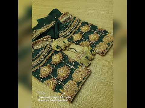 Green aari embroidery bridal blouse from Priya's #thanjavurpriyasboutique