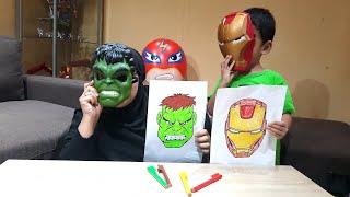 Challenge Mewarnai Gambar Superhero Ironman Dan Hulk