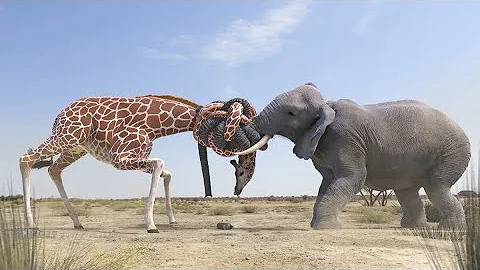 Elephant vs Giraffe water fight |# हाथी और जिराफ के बीच पानी के लिए लड़ाई | fact world