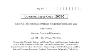 CCS334 | Big Data Analytics | Nov Dec 2023 | Anna University | Questions