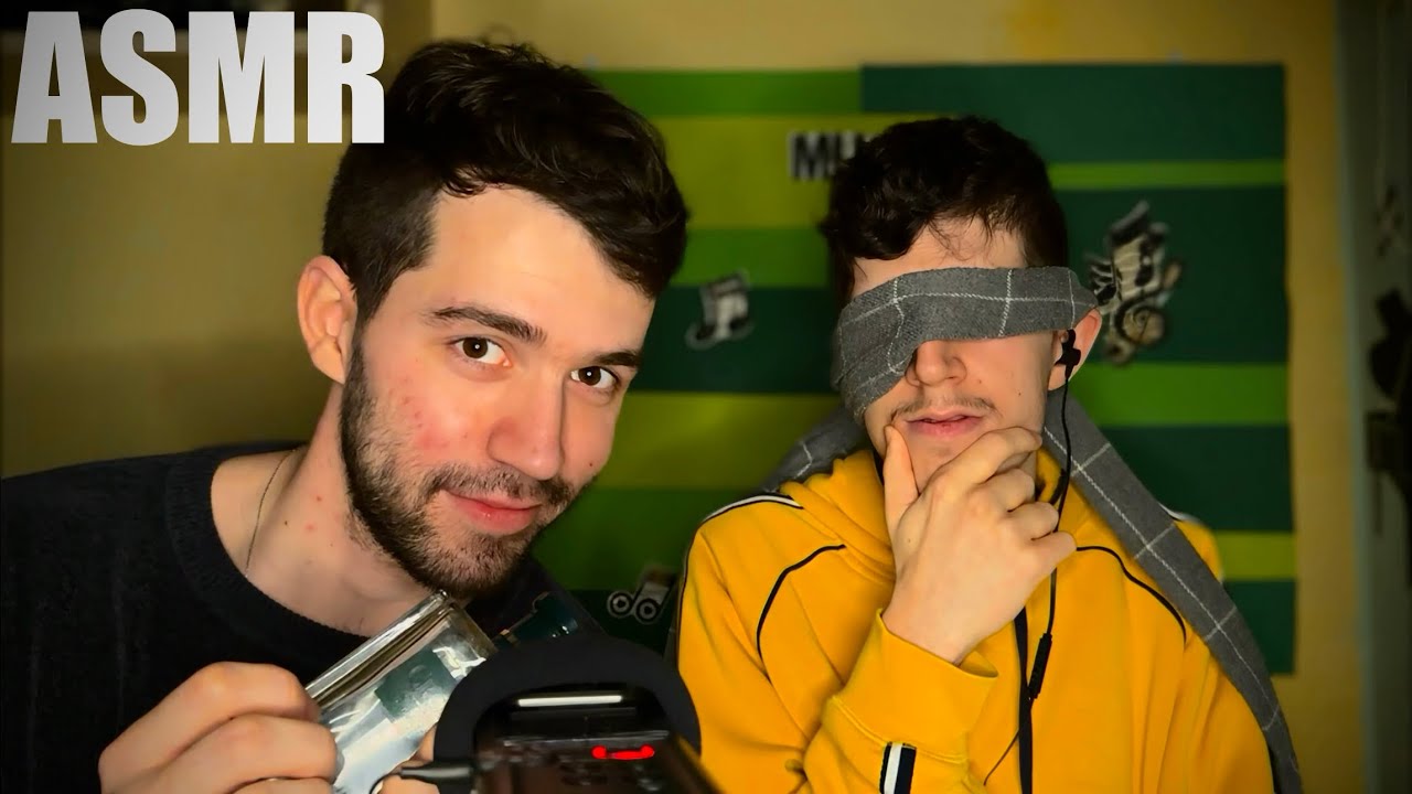 ASMR | Mi HERMANO adivina sonidos con los ojos vendados