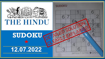 How to Solve 1 Star Hindu  Sudoku Jul 12 2022 -  Step By Step Solution