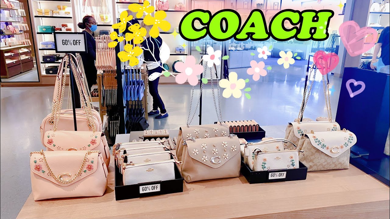 🆕Coach outlet bags 🌸🌺Tammie Shoulder Bag In Signature Canvas With Floral Whipstitch YouTube