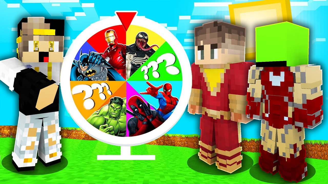 لعبة عجلة حظ اليوتيوبرز الخارقين (افضل عجلة حظ).. في ماين كرافت 😱😨