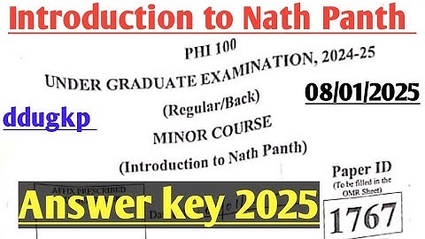 Nath Panth answer key ddu| Introduction to nath Panth answer key 2025 ddu minor paper