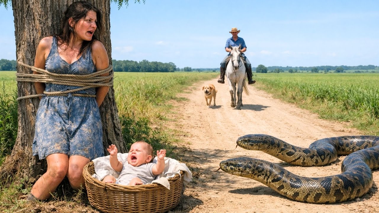 Fazendeiro solitário vê mãe AMARRADA e bebê prestes a ser atacado…então ele faz isso…