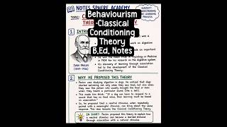 Behaviourism Theory Explained for Students | Ivan Pavlov Classical Conditioning Theory B.Ed. Sem 2nd