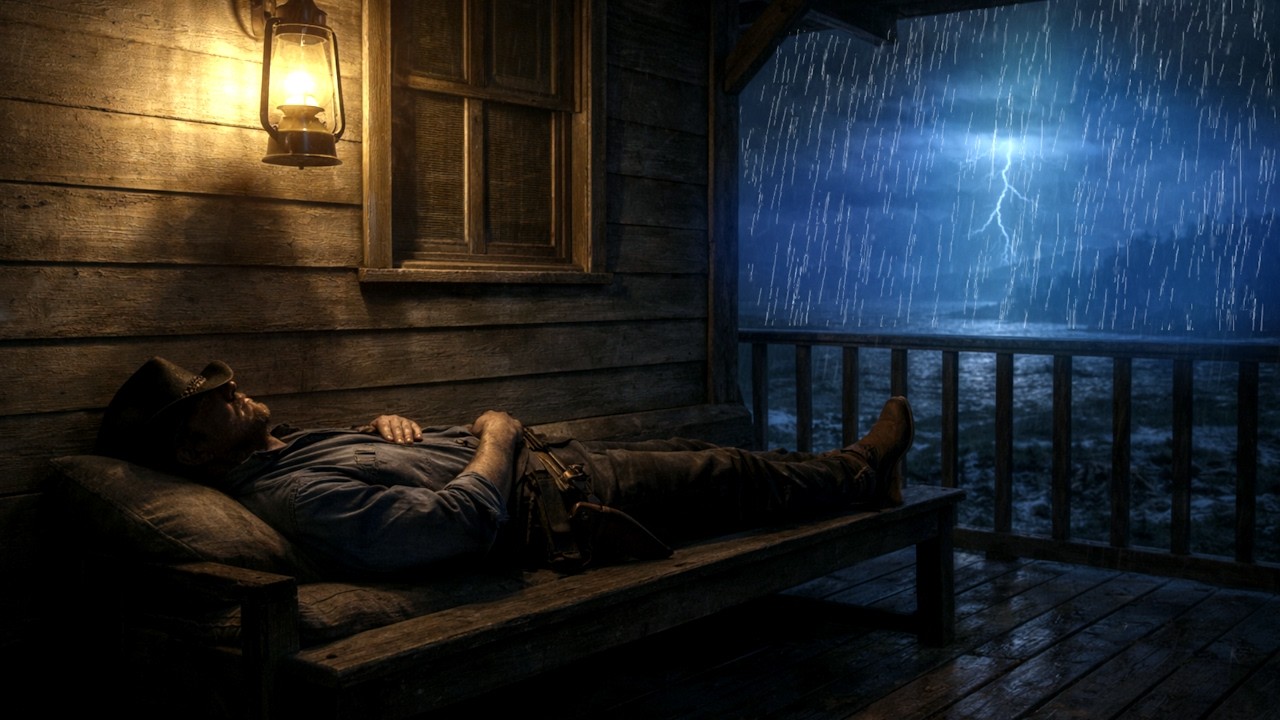 Приют и сон в старом пляжном здании | Звуки дождя и грома для сна и отдыха | РДР2 АСМР