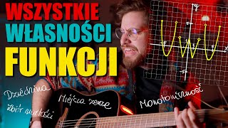 📈WSZYSTKIE WŁASNOŚCI FUNKCJI: Miejsca zerowe, dziedzina, zbiór wartości, monotoniczność, parzystość