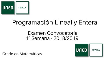 Examen Convocatoria 1ª Semana - Curso 2018/2019 | Programación Lineal y Entera | UNED