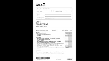 2024 AQA GCSE ENGINEERING QUESTION PAPER 1 (8852/W: Written Paper).
